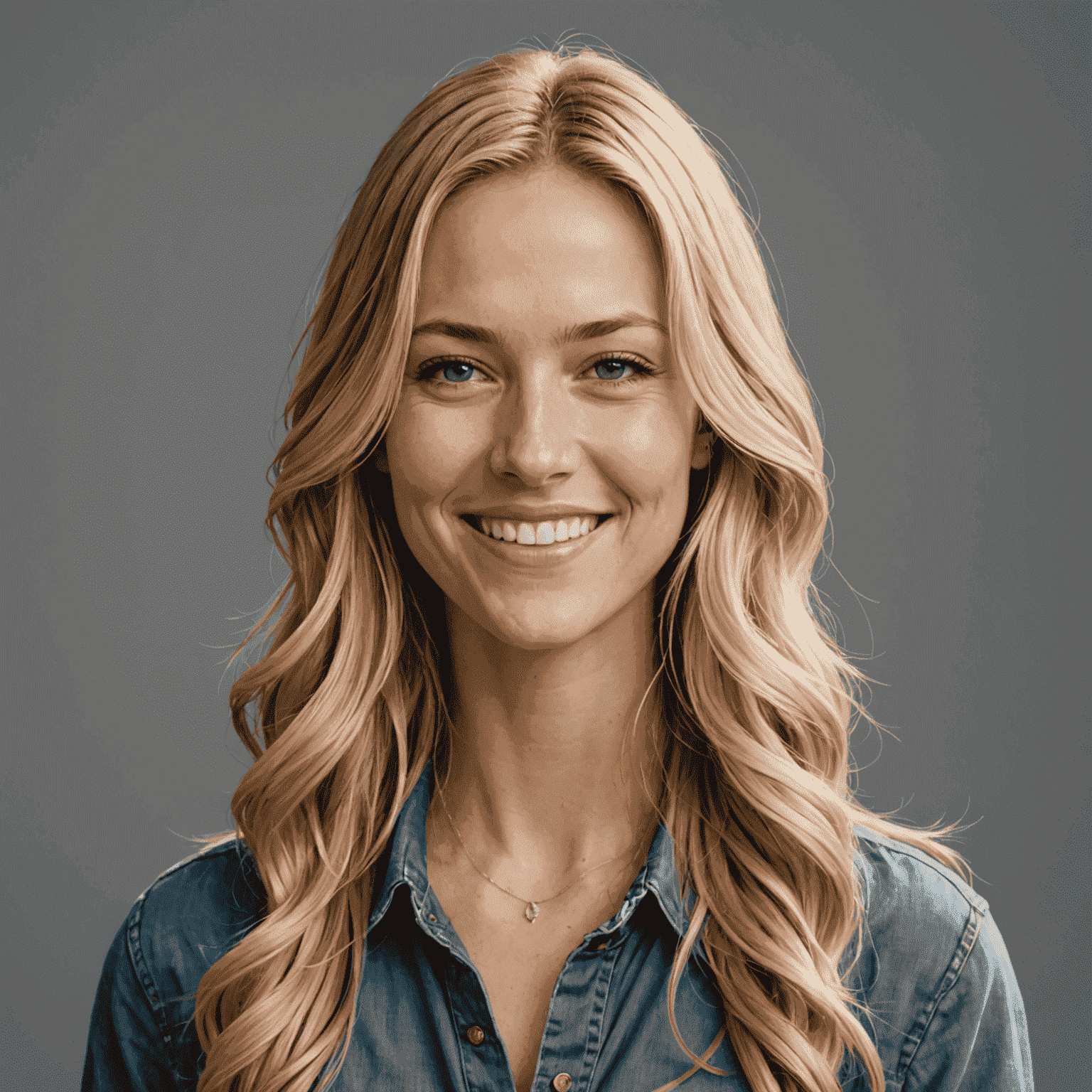 Portrait of Sarah Lee, a woman in her late 20s with long blonde hair, giving a thumbs up