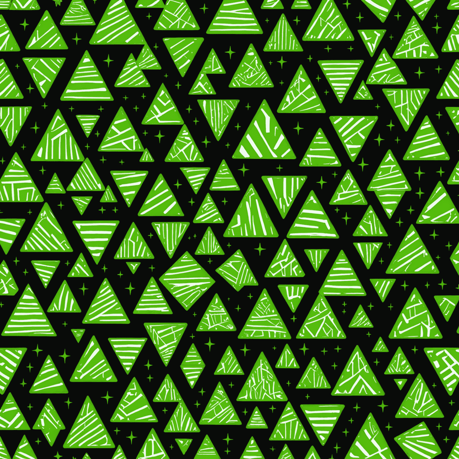 A collage of various chart patterns such as head and shoulders, double top, flag, and triangle patterns. Each pattern is highlighted with neon green lines.